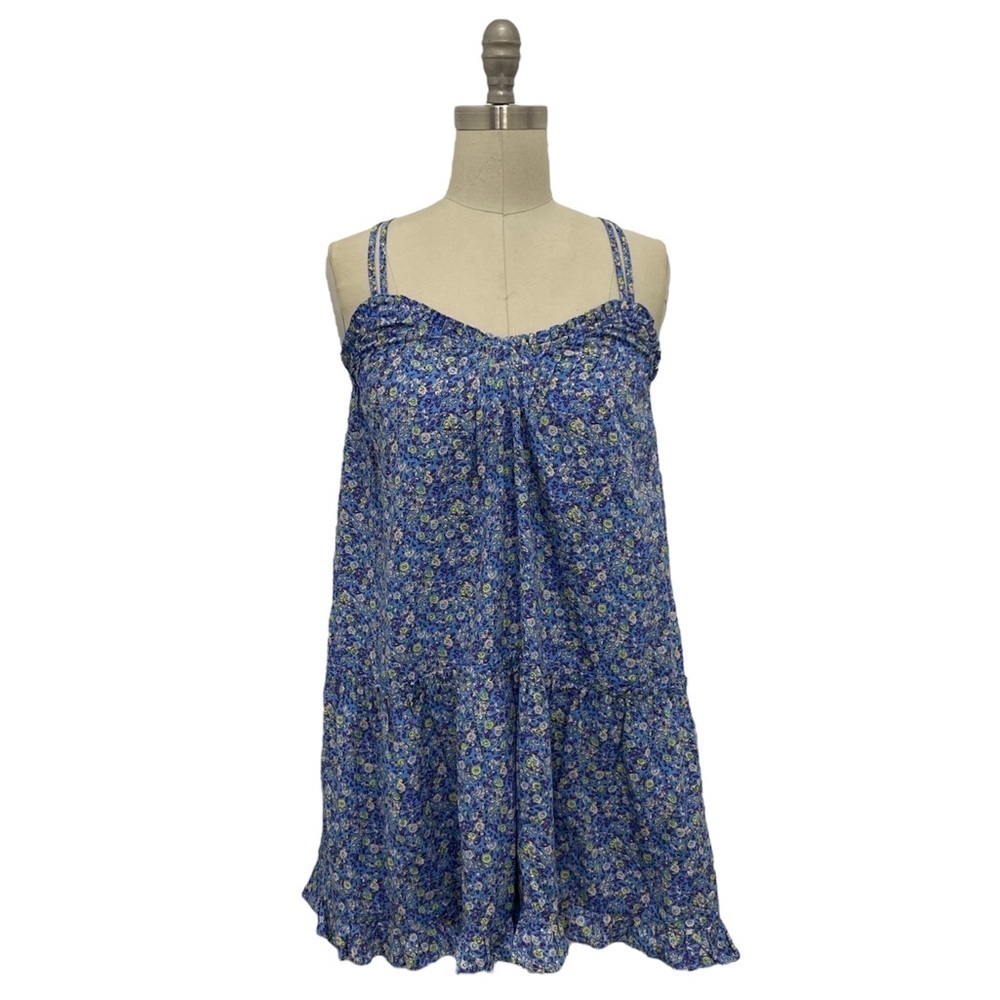 Women’s Spaghetti Cross Strap Floral Tiered Dress Universal Thread Navy Size XS